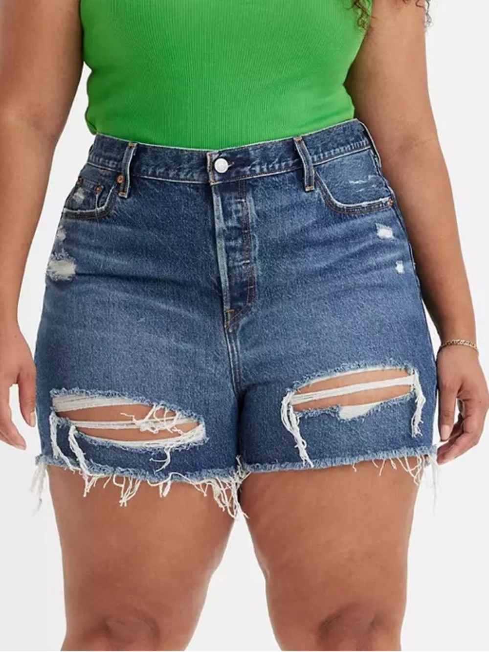 Levi's | Dark Blue Distressed Denim Cutoff Shorts